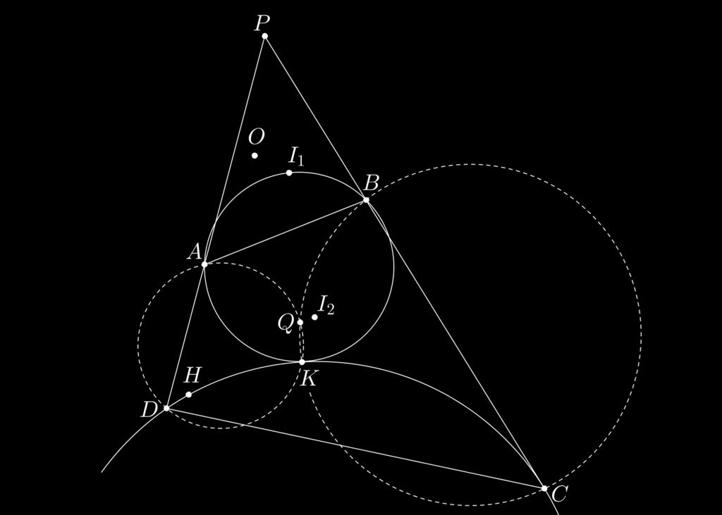 21 3. In a convex qualrilateral ABCD, let P be the intersection point of AC and BD. Suppose that I 1 and I 2 are the incenters of triangles P AB and P DC respectively.