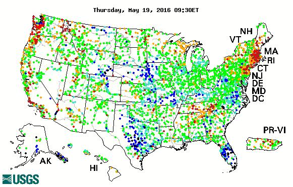 Current streamflow High = The estimated streamflow is the highest value