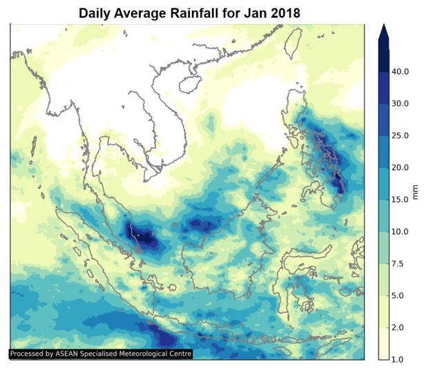 Wet weather conditions were mostly over the Philippines and the southern ASEAN region, while drier weather conditions were experienced over the northern ASEAN region, particularly over Lao PDR and