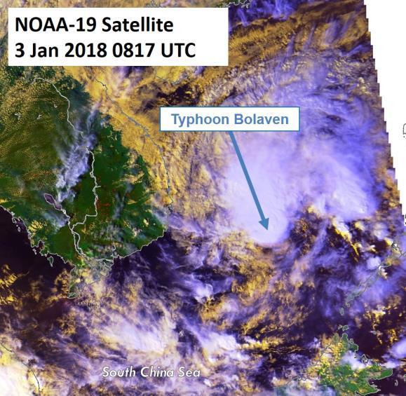 Typhoon Bolaven moved into the South China Sea on 3 January 2018 and dissipated over the sea before it reached the eastern coast of Vietnam. 1.