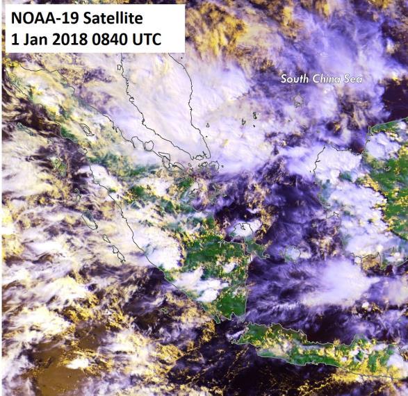 Figure 6: NOAA-19 satellite image on 1 January shows wet weather conditions