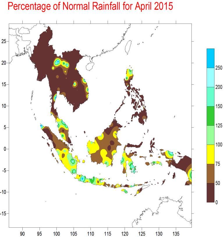 UPDATE OF REGIONAL WEATHER AND SMOKE HAZE FOR MAY 2015 1. Review of Regional Weather Conditions in April 2015 1.1 Inter-Monsoon conditions prevailed over the ASEAN region in April 2015.