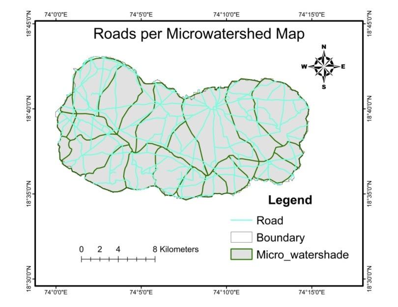 4.6 Rainfall distribution Figure 6: Map showing road per micro watershed Rainfall distribution is important factor for flood hazard zonation. High intensity rainfall is results into heavy floods.