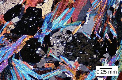 yanite - garnet-mica The "swiss cheese" look (i.e., poikiloblastic texture) of these staurolite porphyroblasts is typical for this mineral.