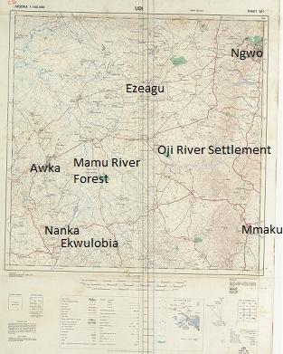 deposited Fig 1: Location and Topographic Map of the study area (Courtesy: NGSA Office, Enugu) II.