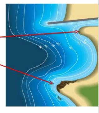 How to determine where erosion might occur on Topo Maps Key things to look for: water i.e. streams, rivers, lakes and oceans changes can happen over time or rather quickly.