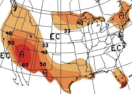This forecast means that the average for the month, or the average for the three month season is more likely to be above the climatological average for the 1971-2000 time period.