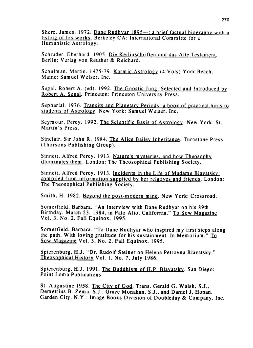 Shere. James. 1972. Dane Rudhvar 1895-: a brief factual bioera~hv with a listinp of his works. Berkeley CA: International Comm ittc for a Hum anis tic Astrology. Schrader. Eberhard. 1905.