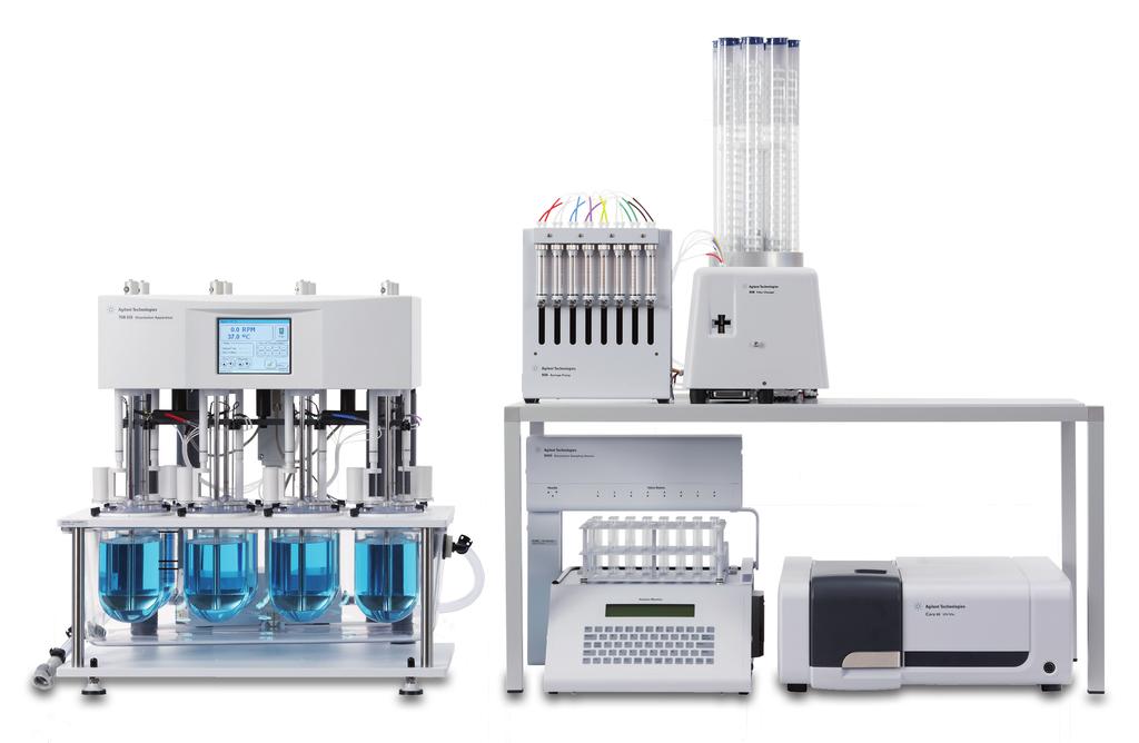 Agilent Multicell UV Dissolution System with 806 Syringe Pump, 808 Filter Changer and 8000 Dissolution Sampling Station for sample archiving. 3.