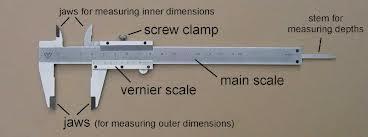 VERNIER CALLIPER: Construction: i. A vernier caliper is consists of a rectangular steel bar whose one side is graduated in cms. ii.