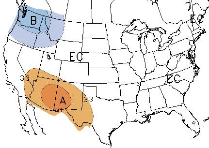 Temperature Outlook May August 2008 The temperature outlook for May indicates equal chances (EC) of above-, near, and below average temperature for most of the Intermountain West, with an enhanced