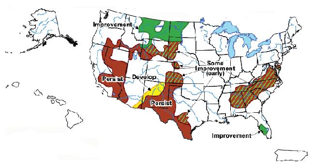 Seasonal Drought Outlook through July 2008 The US Drought Monitor (page 10) has recently shown improvements across much of the Intermountain West based on a robust snowpack, and the anticipation that