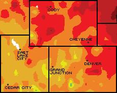 Northeast Utah, southern Wyoming, and northwest Colorado all reported areas at least 4 F below average, with some areas reporting 8-10 F below average.