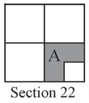 Each area of a section has a unique location description of its own. Below are examples of location descriptions for ½ and ¼ sections within Section 22, Township 5 North, Range 7 West: Area A W½, Sec.