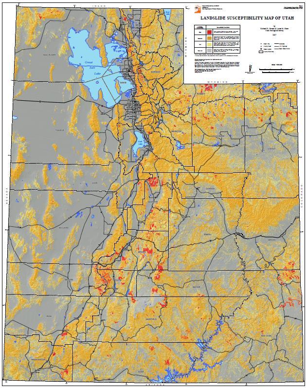 Figure 3. Landslide Susceptibility Map of Utah (UGS, 2007) Section 1 Activities 1. Recalling the definition of catchment area, use the USGS StreamStats website to delineate the Dry Canyon catchment.