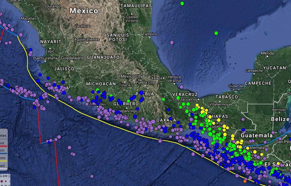 This map of historic seismicity shows all magnitude 5