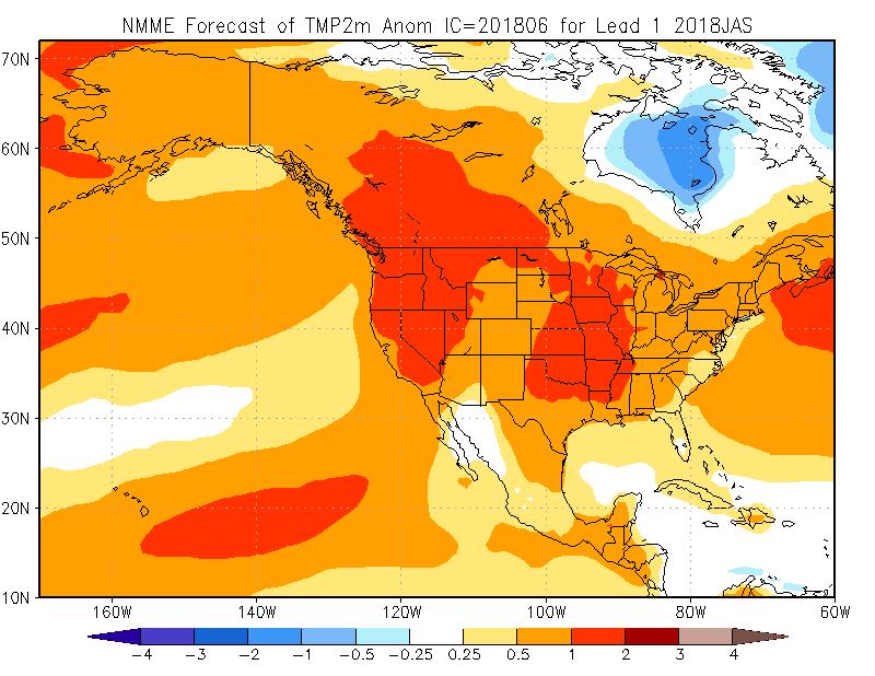 Figure 7: North American Multi-Model Ensemble Temperature Anomaly Outlook