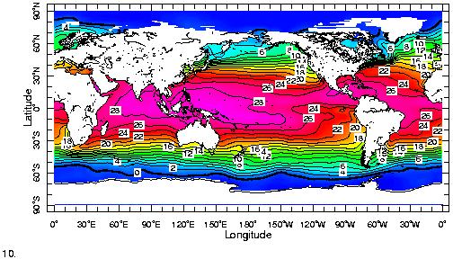 12 These are maps of surface salinity and surface temperature.