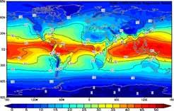 Atmospheric Water annual mean precipitatble water (mm) Source http://www.cdc.noaa.