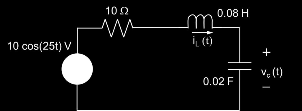 Question 14: In the following circuit, find the sinusoidal steady state capacitor voltage vc (t) (in Volts).