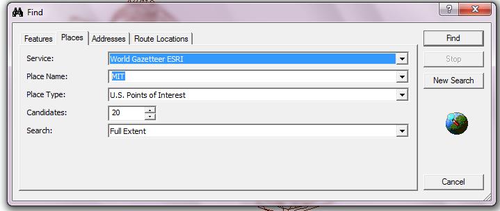 Look up place names in Gazetteer A place name One or more keywords that can be used to search for a place (e.g.