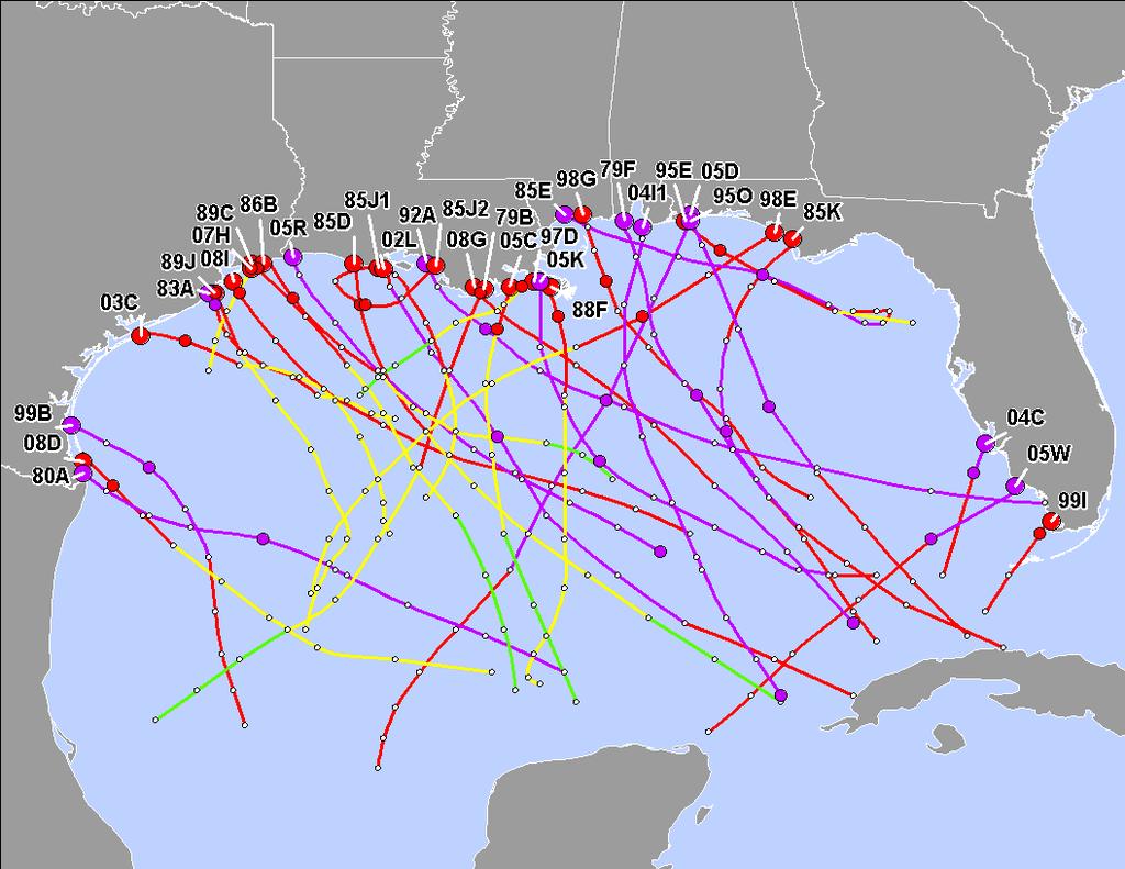 TC Intensity Changes Along Gulf Coast