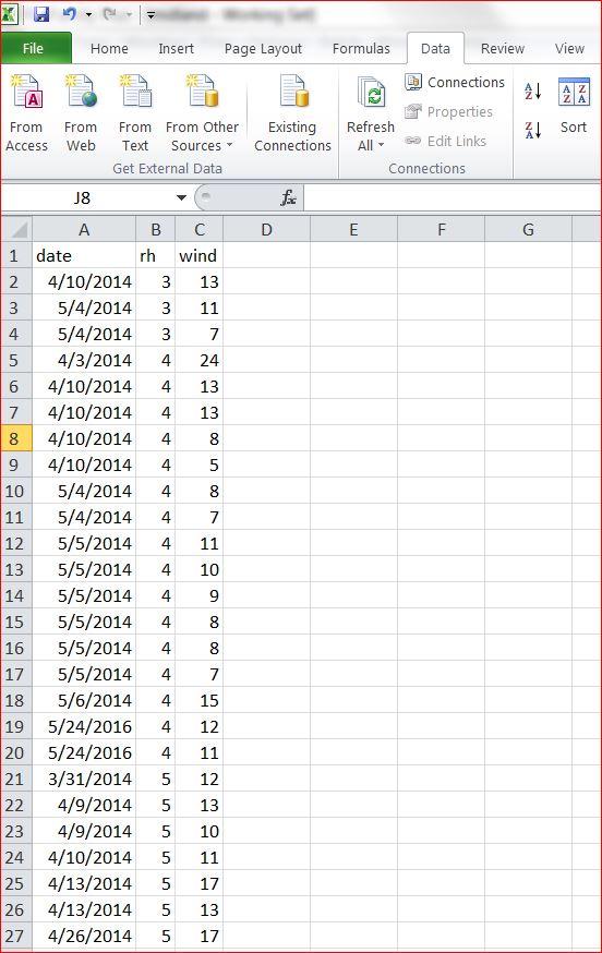 Quality control check in Excel Import the data into Excel.