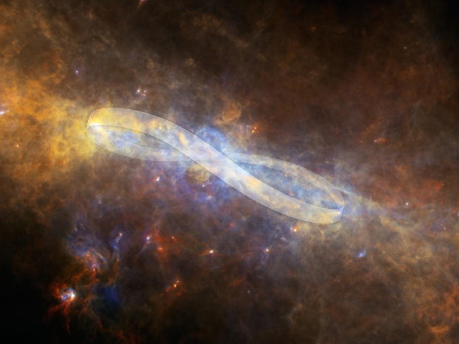Twisted Band of Gas The satellite Herschel discovered a twisted band of dense gas in the