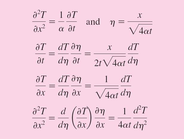 3-3 Transient Heat Conduction in Semi-Infinite Solids (3) Similarity Solution: For transient conduction in a semi-infinite medium Similarity variable: η = x 4αt Assuming T=T(h)