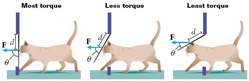 Section 4 Torque and Simple Machines Torque and the Lever Arm In each example, the cat is pushing on the door at