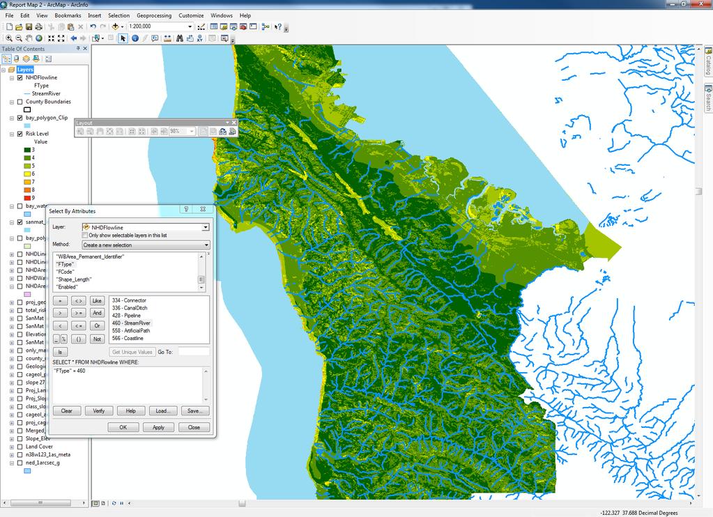 using the Select by Attribute for the Hydrography layer.
