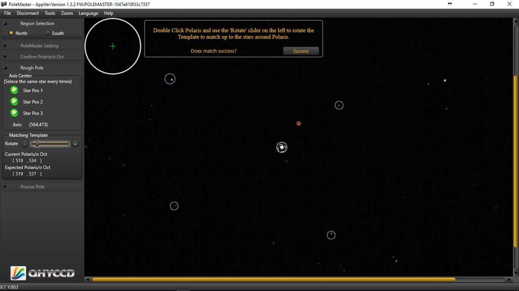 5.9 Click on the Start Monitor button to produce a pair of white rectangles surrounding a star each on the main