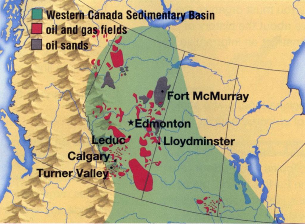 The most productive oil and gas area in Canada is the Western Canada Sedimentary basin, which includes most of Alberta.