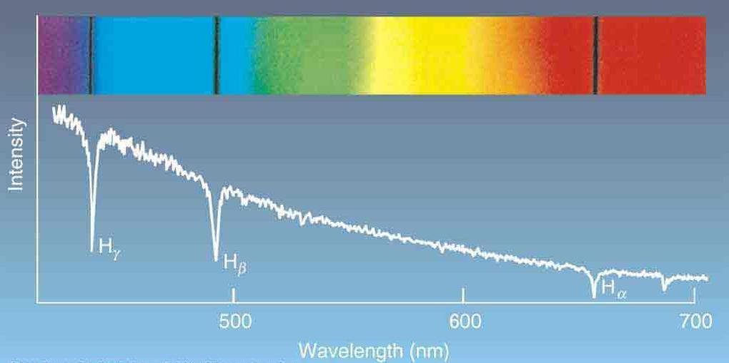 Absorption spectrum dominated by Balmer lines Modern spectra are usually