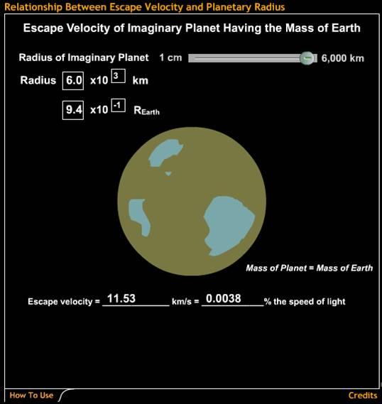 11/1/16 Escape Velocity change in kinetic = energy Light would not be able to escape Earth's surface if you could shrink it to <1 cm.