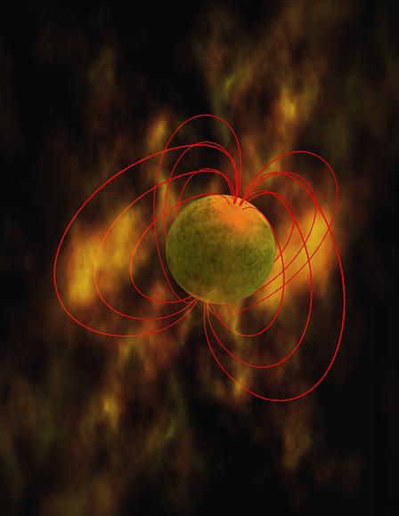 Magnetars As a supergiant collapses to form a neutron star its magnetic field moves along with the infalling material and increases significantly up to values of 10 12 Gauss.