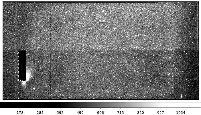 Figure 2. Raw image a0331.116.fit as an example. The black region in the bottom-left is bad pixels due to a damage in this engineering grade CCD. Figure 3.