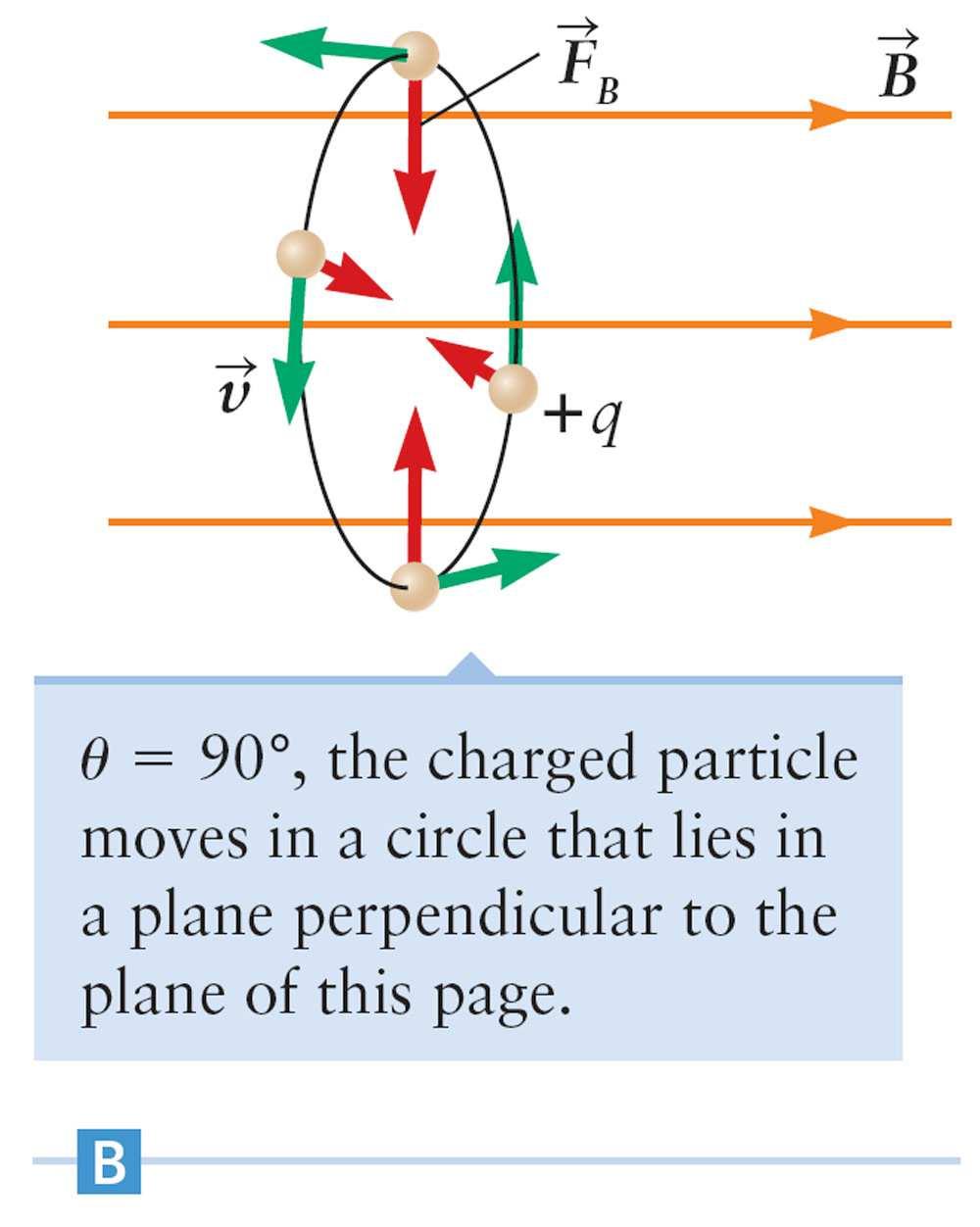 Motion of a d Motion of a d in a Field Assume now a charged particle moves perpendicular to the magnetic field as in this picture: The angle between the velocity and the field is