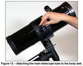 Step 14 Carefully attach the sighting scope to the main telescope tube using the round nuts as