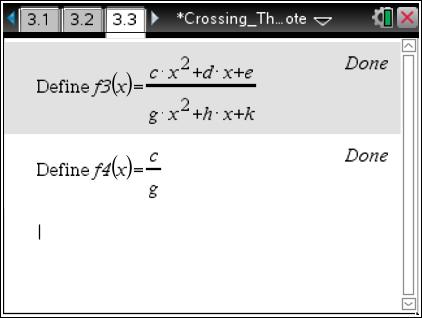g x 2 h x k and c x 2 d x e do not have a common linear factor.]. Sample Answers: The graph does not cross its horizontal asymptote when c h d g.