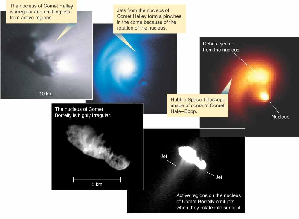 The Geology of Comet Nuclei Comet nuclei contain ices of water, carbon dioxide, methane, ammonia, etc.