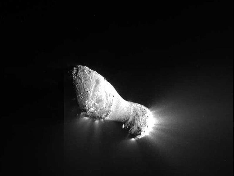 Comets are thought to be the source of water on Earth Nucleus of 103P/Hartley with jets streaming out.