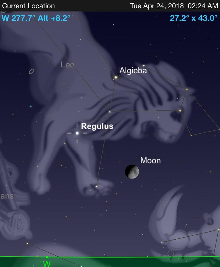 Apr 24, 2018 Moon/Regulus Conjunction 2:24am