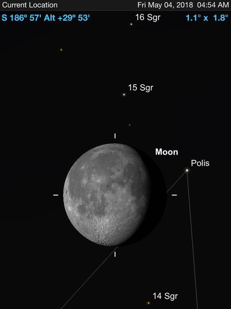 May 4, 2018 Moon Occults Double Star Name: Polis Constellation: Mu Sagitari Mag=3.