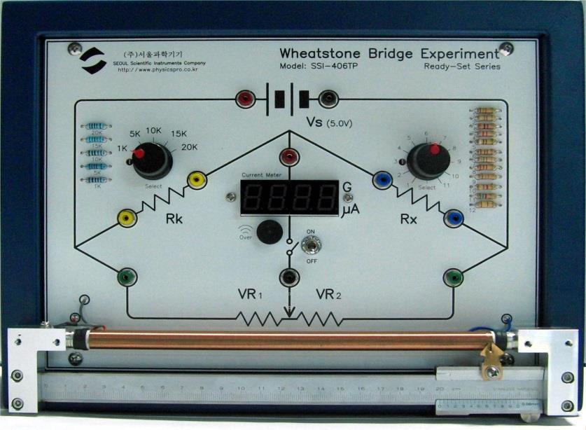 Fig.1 All-in-one Wheatstone Bridge Experimental equipment 3) Place the solenoid type stick-slip resistance wire terminal at the center position. Turn the dial to select so that no alarm sounds.