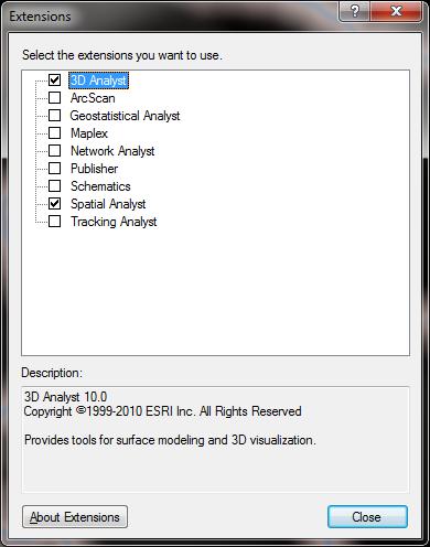 Select the 3D analyst extension.