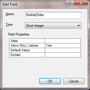 Open the DrainageLine attribute table. Select Table Options Add Field.