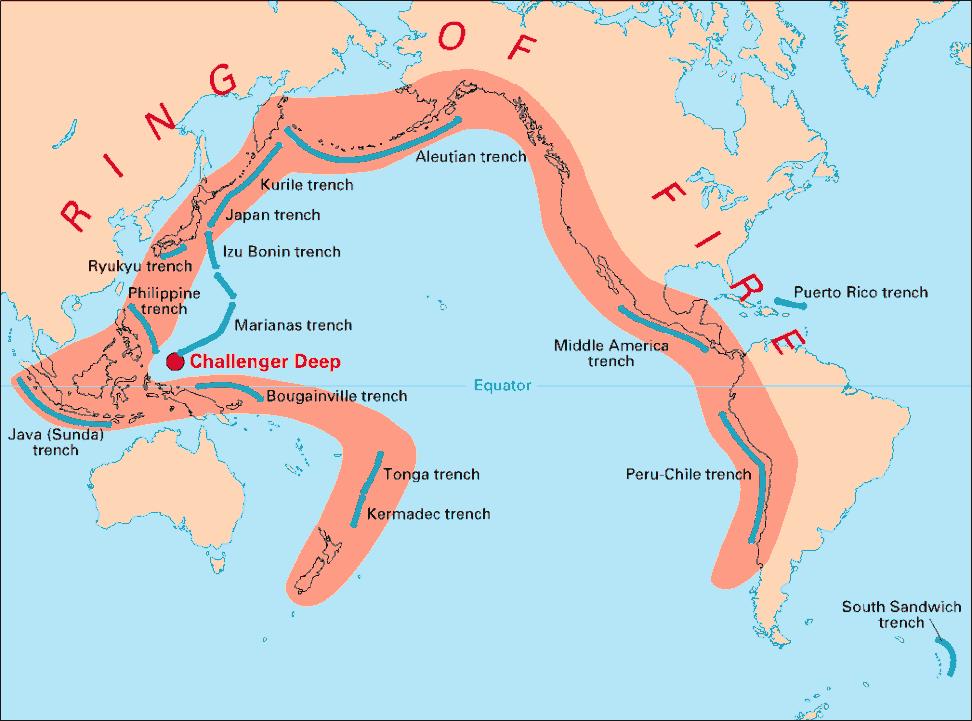 RING OF FIRE Ring of Fire very active region of subduction,