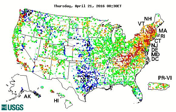 Current Streamflow High = The estimated streamflow is the highest value