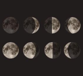 phase the appearance of the moon at a particular time of